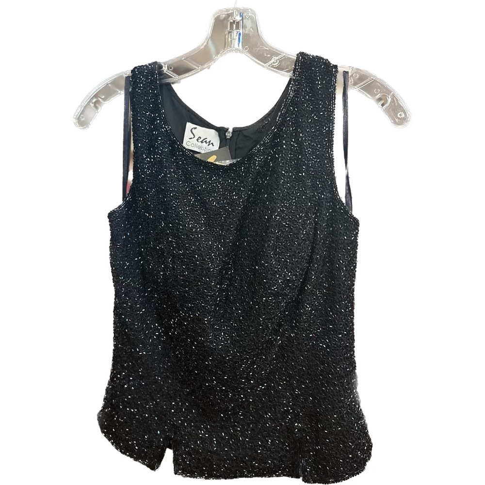 Sean Collection Black Beaded Tank.
